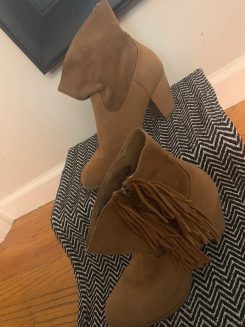 Women’s Tan Suede Fringe Ankle Boots